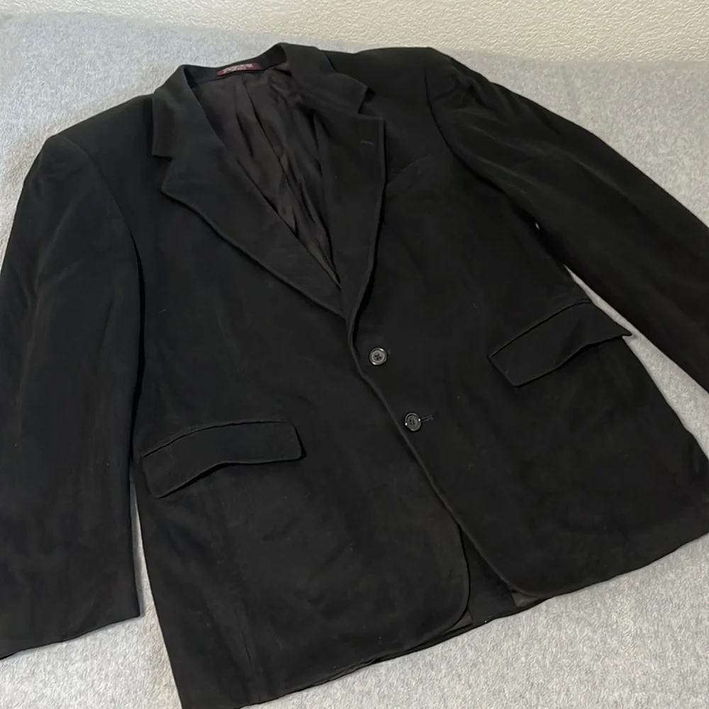 Vintage Evan Picone Cashmere Blazer Sport Coat Mens Size 42R Black Two Button